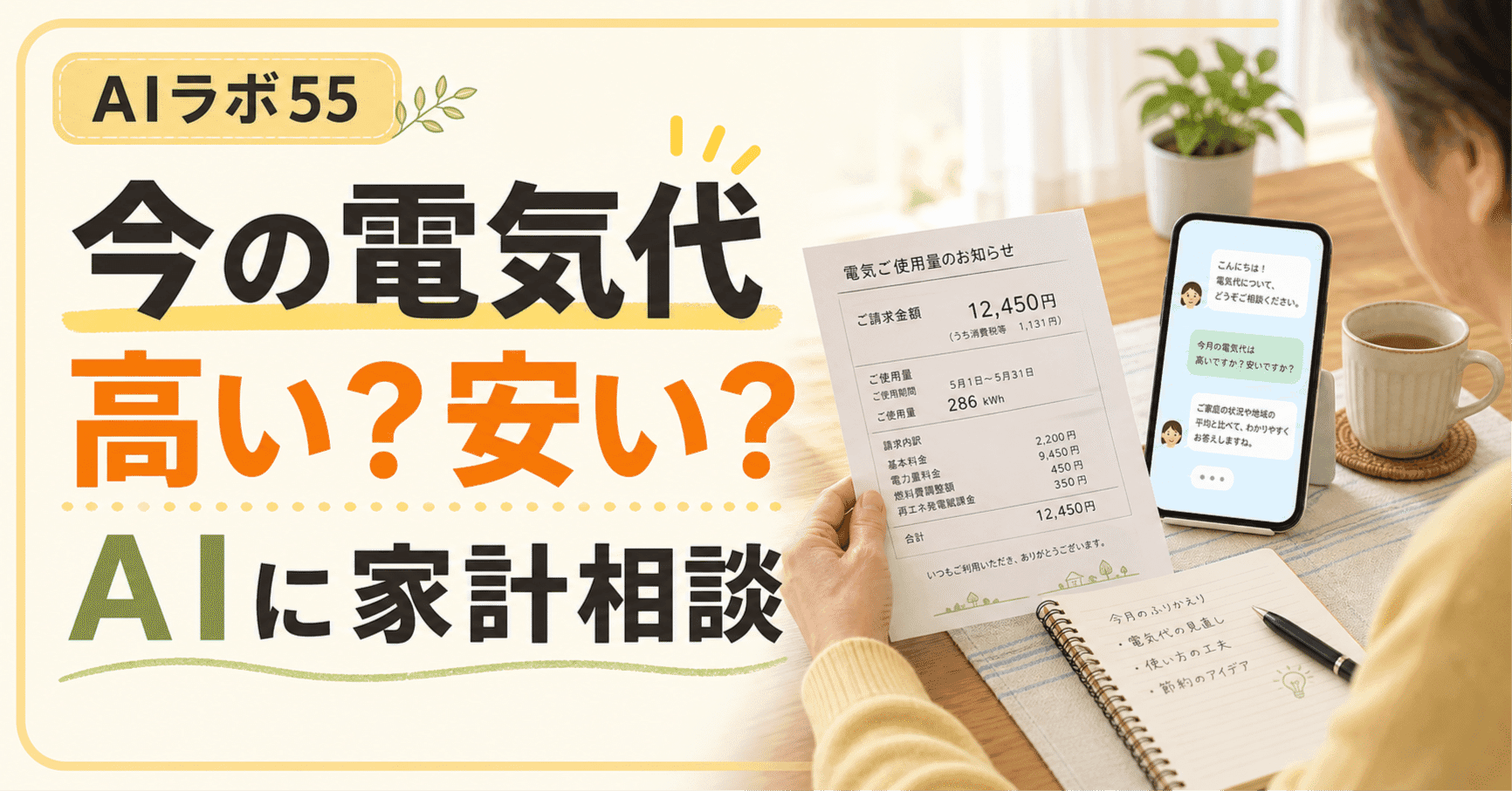 「今の電気代、高い？安い？」AIに家計の相談をしてみたのアイキャッチ画像