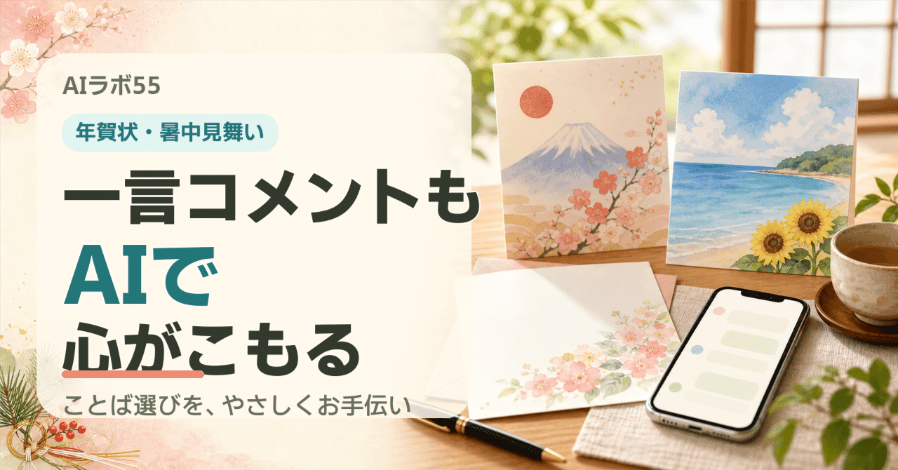 年賀状・暑中見舞いの一言コメント、AIに手伝ってもらったら心がこもったのアイキャッチ画像