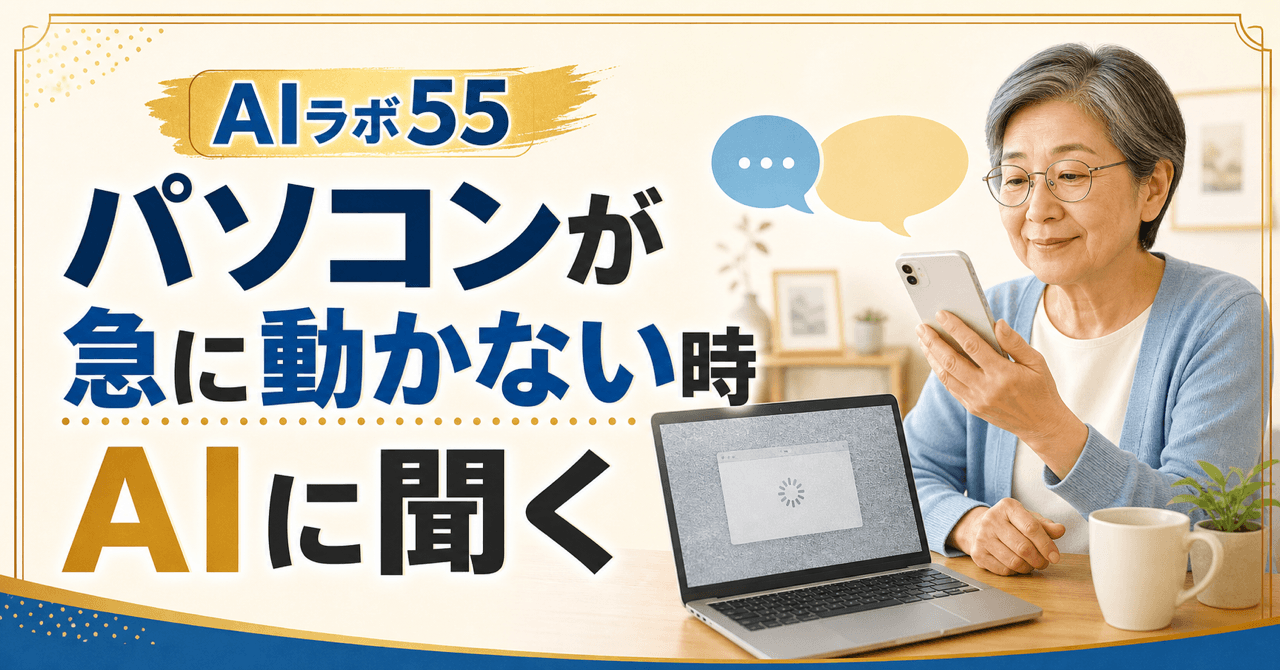 パソコンが急に動かない時、AIに聞いて一緒に直すのアイキャッチ画像